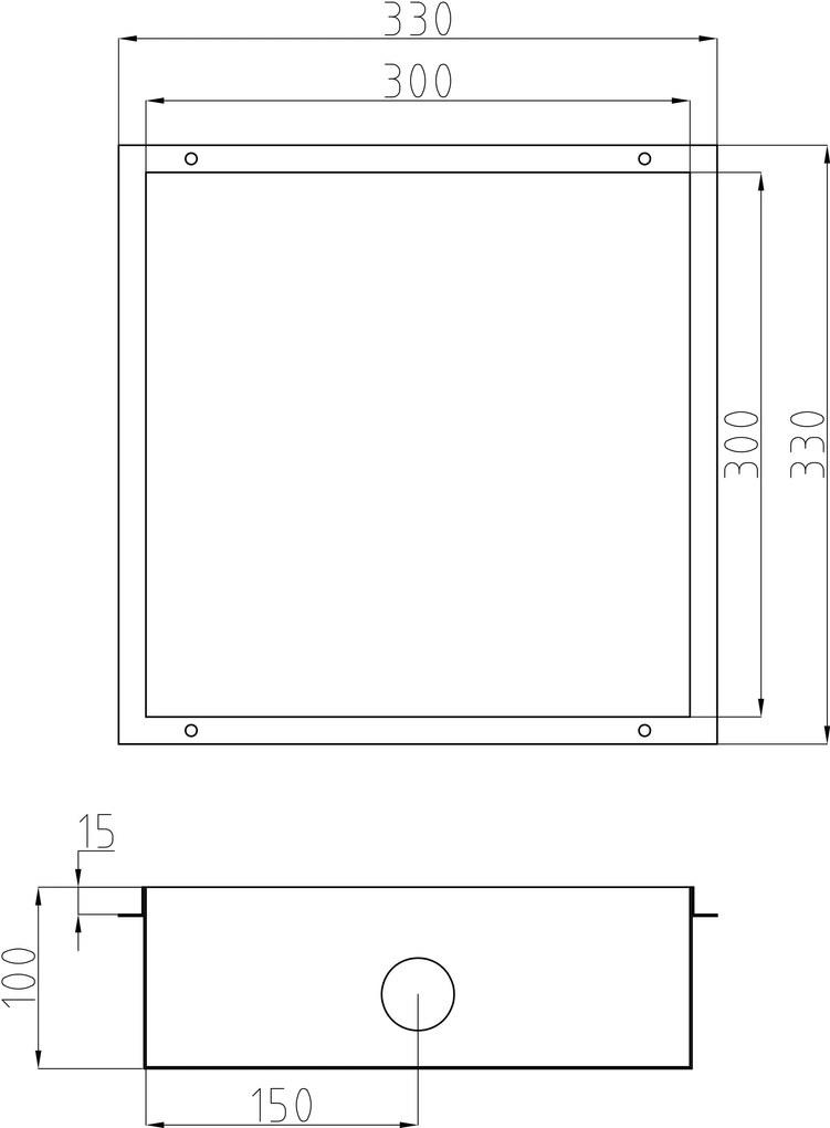 Półka wnękowa ze stali nierdzewnej NT303010XBezramkowa z reflektorem LED - 30 x 30 x 10 cm