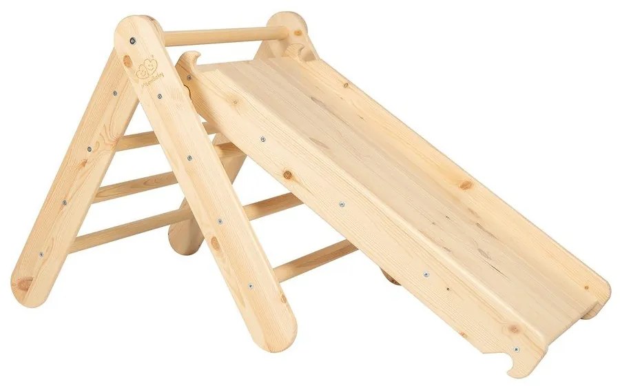 Drabinka pikler z litego drewna sosnowego w naturalnym kolorze 46x87x60 cm Montessori – Meowbaby