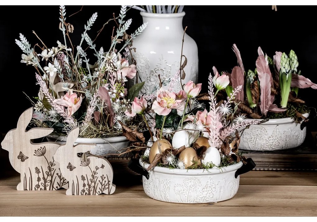 Osłonka na kwiaty Flores, 29 x 8 x 24 cm, ceramika