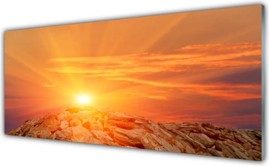 Panel Szklany do Kuchni Szczyty Gór O Zachodzie