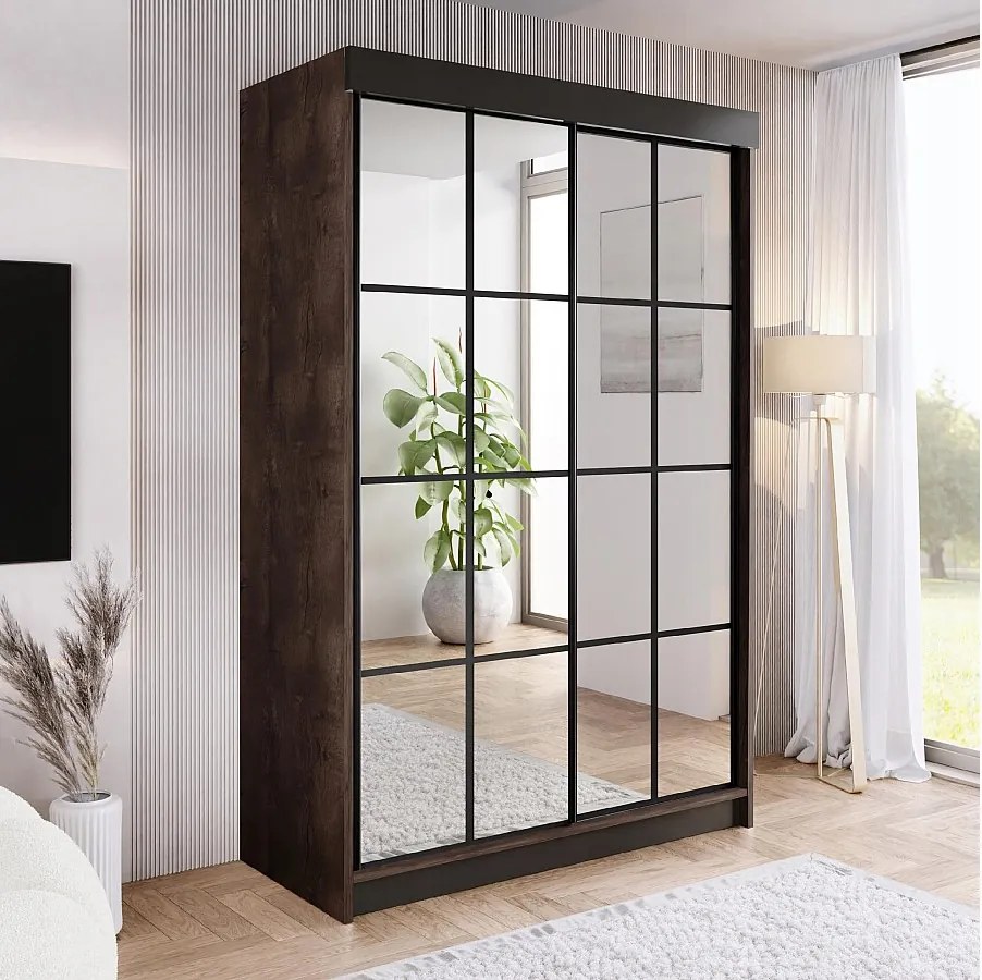 Szafa przesuwna z lustrem BARI 2 jesion ciemny 150