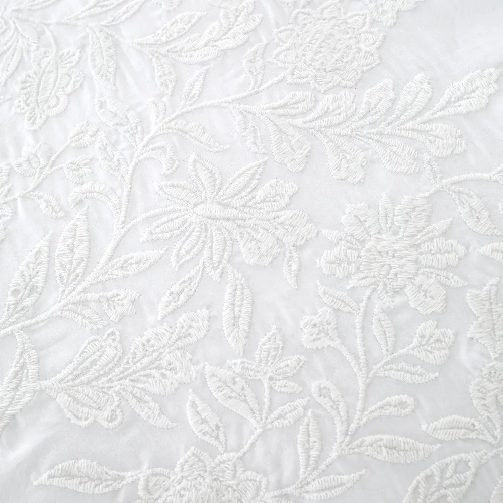 Biała bawełniana pościel jednoosobowa 135x200 cm Embroidery Floral – Bianca