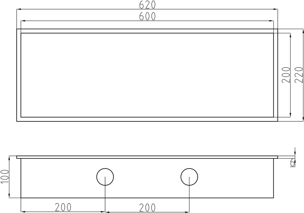 Półka wnękowa ze stali nierdzewnej NT206010Z reflektorem LED - 20 x 60 x 10 cm