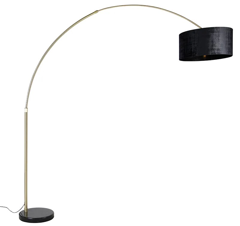Luk Lampa łukowa mosiądz z czarnym abażurem z tkaniny 50 cm - XXL Nowoczesny Oswietlenie wewnetrzne