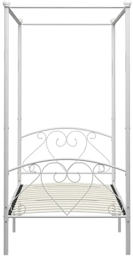 Białe metalowe łóżko z baldachimem 100x200 cm - Nila