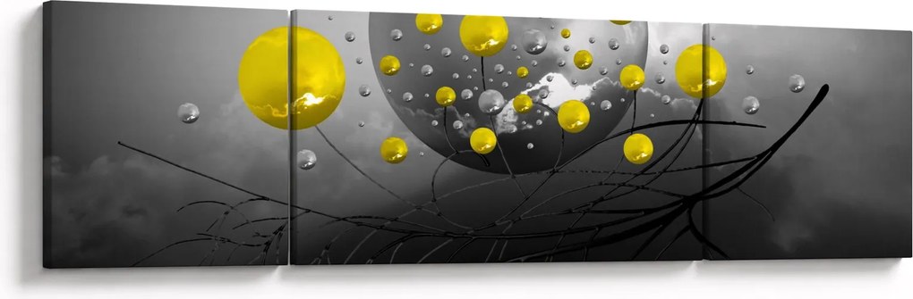 Obraz - żółte abstrakcyjne kule (170x50 cm)