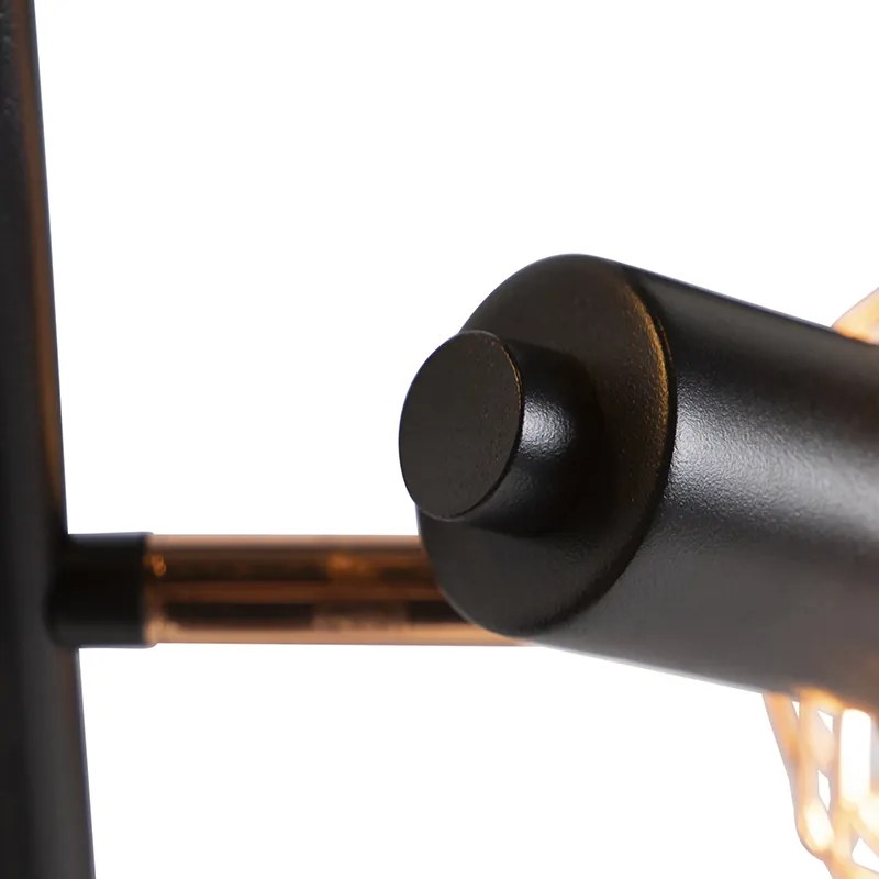 Lampa stojąca czarna z miedzią 3-światłowa - Mesh