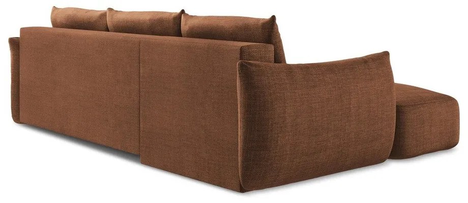 Rozkładany narożnik (lewostronny/z szezlongiem) w kolorze terakoty Leila – Makamii