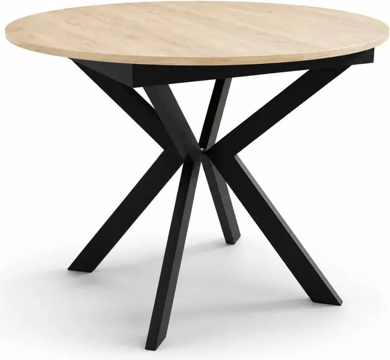 Uniwersalny stół rozkładany Stavro 100-138 cm z okrągłym blatem z płyty laminowanej i nogami metalowymi czarnymi / białymi
