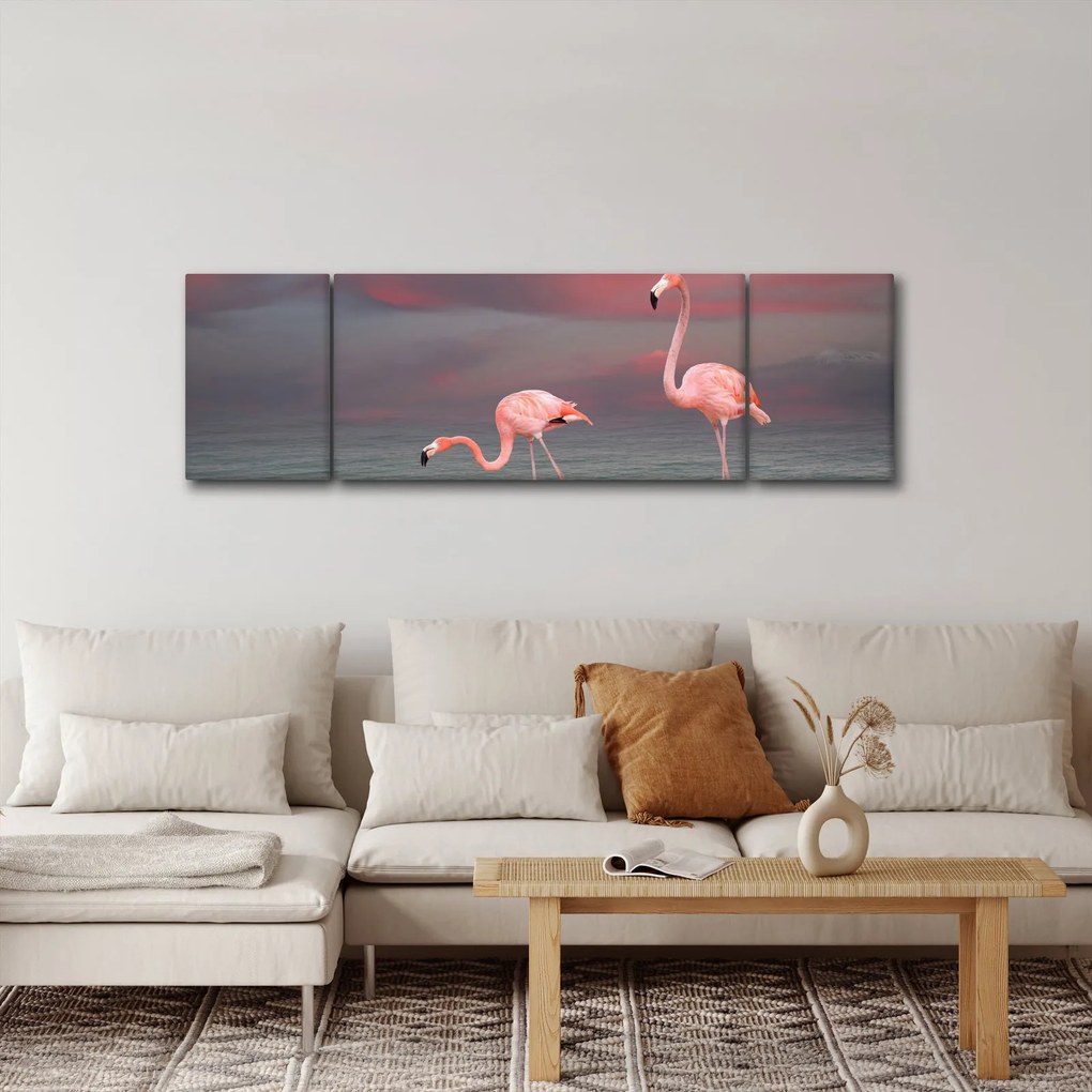 Obraz flamingów (170x50 cm)