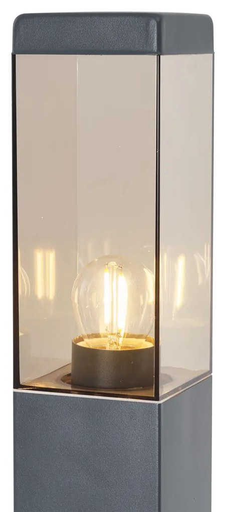 Zewnetrzna Lampa zewnętrzna ciemnoszara z przydymionym szkłem 80 cm IP44 z gniazdem i czujnikiem ruchu - Malios Nowoczesny Oswietlenie zewnetrzne