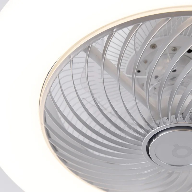 Wentylator sufitowy z lampą srebrny 55,5 cm z LED, ściemnialny, z pilotem - ClimaDesignerski Oswietlenie wewnetrzne