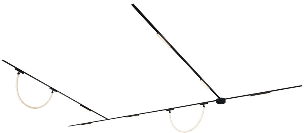 System oświetlenia szynowego z 6 lampami sufitowymi i 2 lampami wiszącymi, czarny, 1-fazowy - Magnetic Marra Tautau Nowoczesny Oswietlenie wewnetrzne