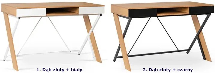 Industrialne biurko z 2 szufladami dąb złoty + czarny M4-A56