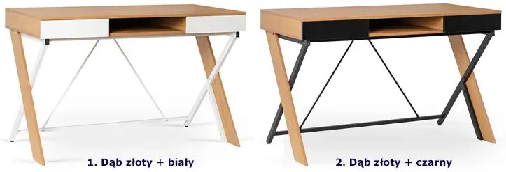 Industrialne biurko z 2 szufladami dąb złoty + czarny - Tasumi