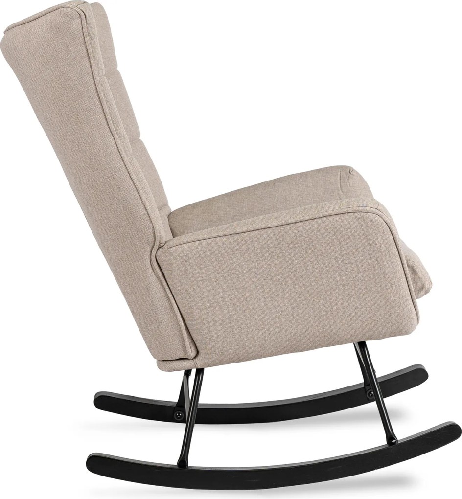 Fotel Bujany na Biegunach Uszak Wypoczynkowy JACKSON Beżowy do Salonu Nowoczesny