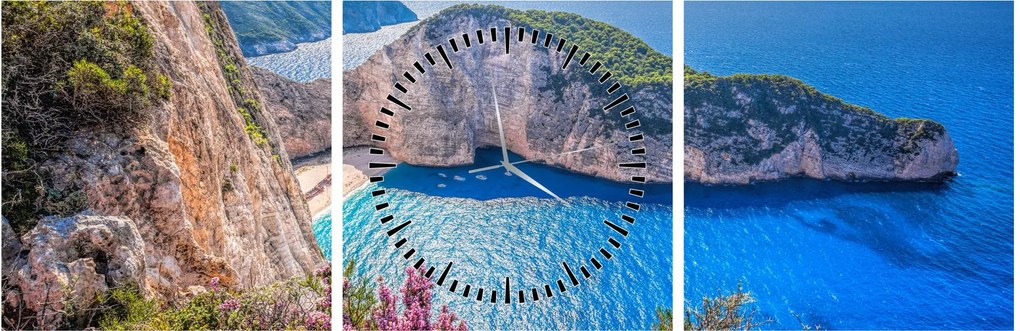 Obraz - Plaża Navagio, Grecja (z zegarem) (90x30 cm)