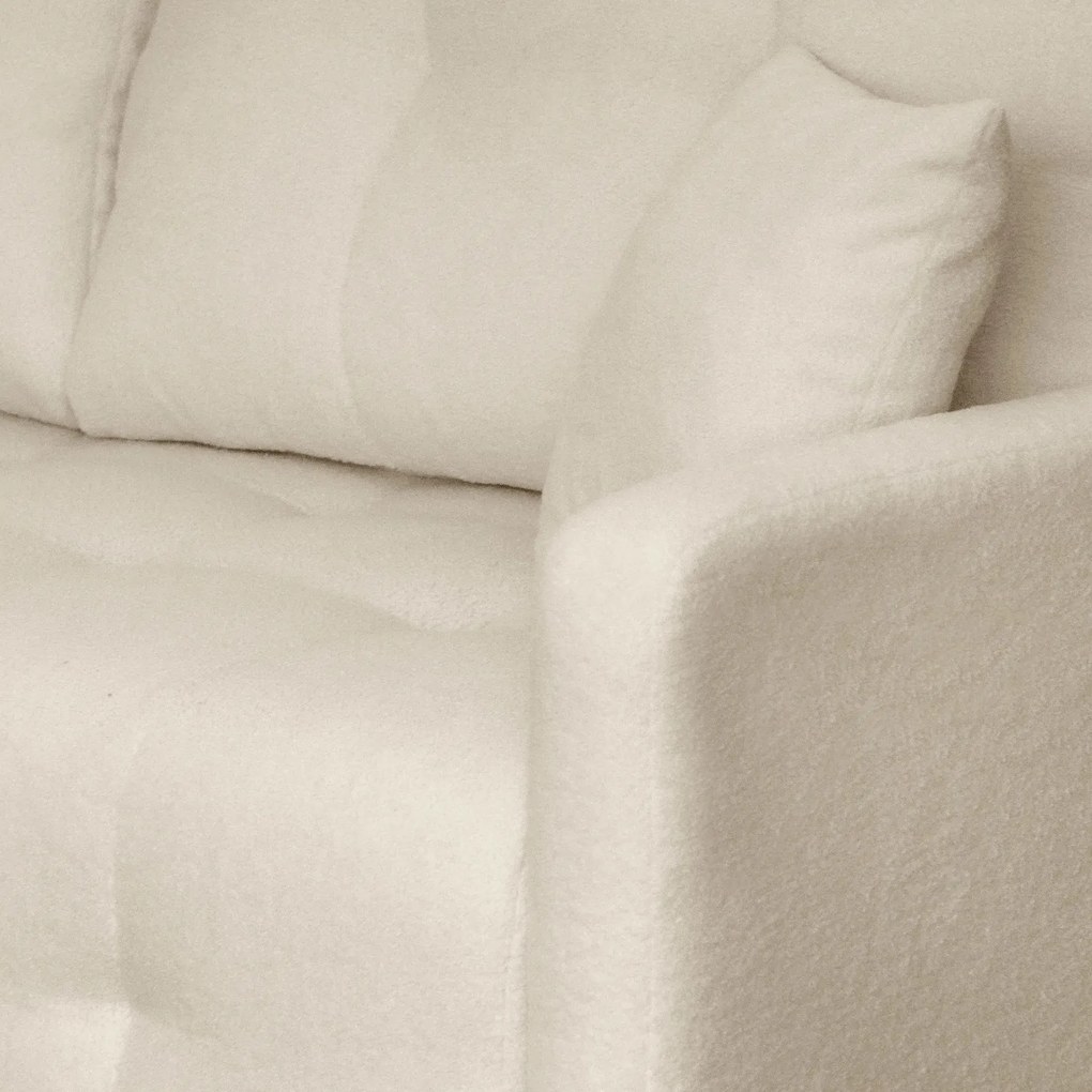 Sofa z Funkcją Spania SEUL Rozkładana Dwuosobowa Beżowa Boucle Nowoczesna