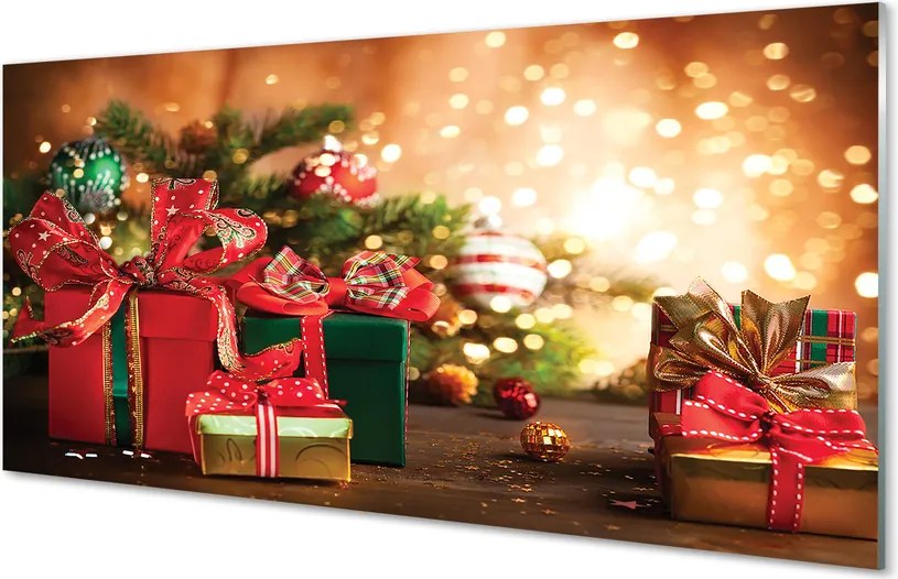 Panel szklany do Kuchni Prezenty w Blasku Choinki