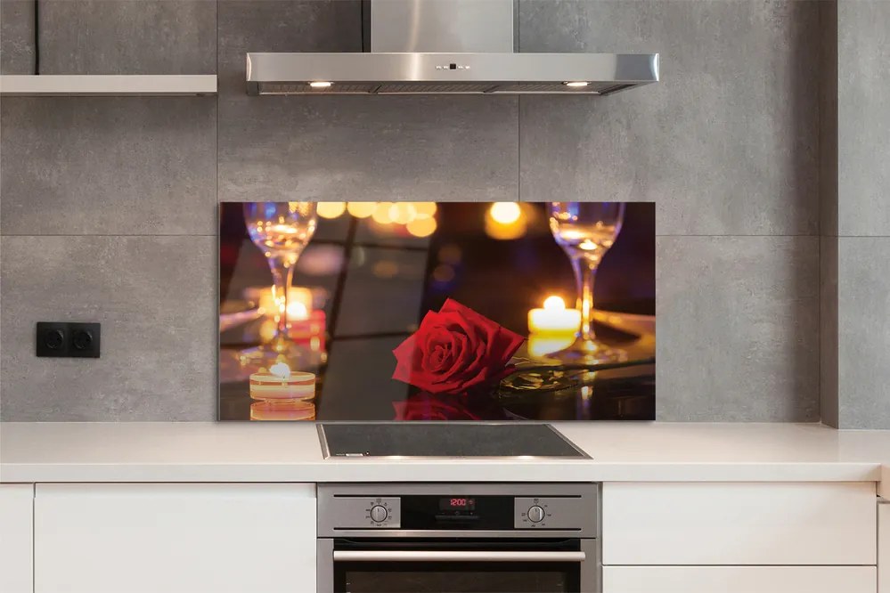 Panel nad Blat Kuchenny Róża, Świece i Kieliszki