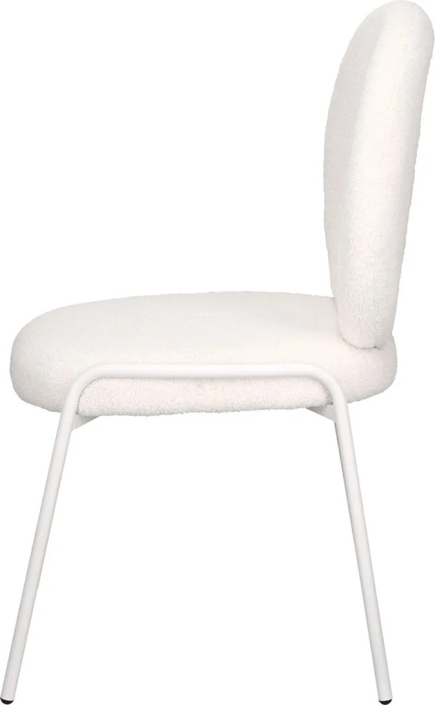 Krzesło do jadalni bez podłokietników Bianco, tkanina boucle