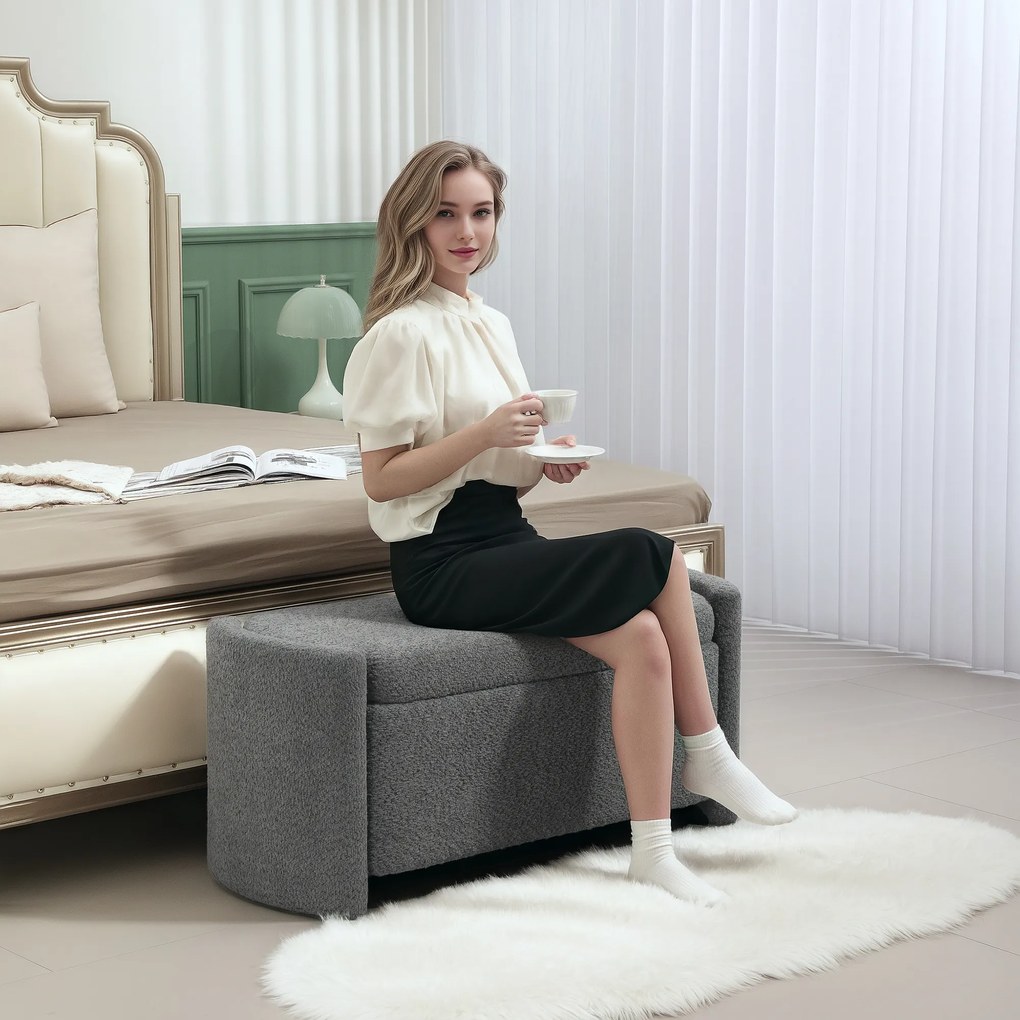 HOMCOM Ławka z Przestrzenią do Przechowywania Ławka Przedpokojowa na Buty, Wyściełana, 105 cm x 44 cm x 45,5 cm. Szara