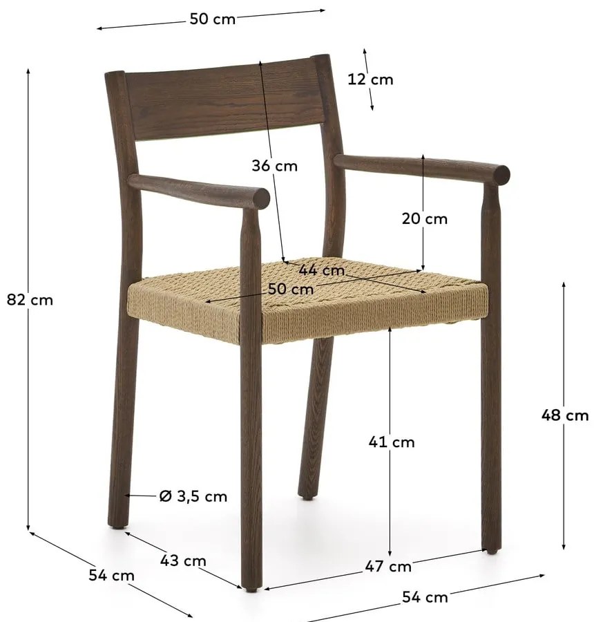 Brązowo-naturalne krzesło z litego drewna dębowego Yalia – Kave Home