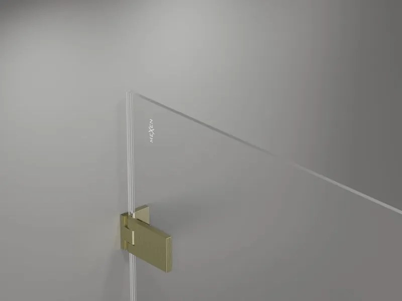 Mexen Lunar-F L kabina prysznicowa składana lewa 80 x 80 cm, transparent, złota szczotkowana - 836L-080-080-55-00-L