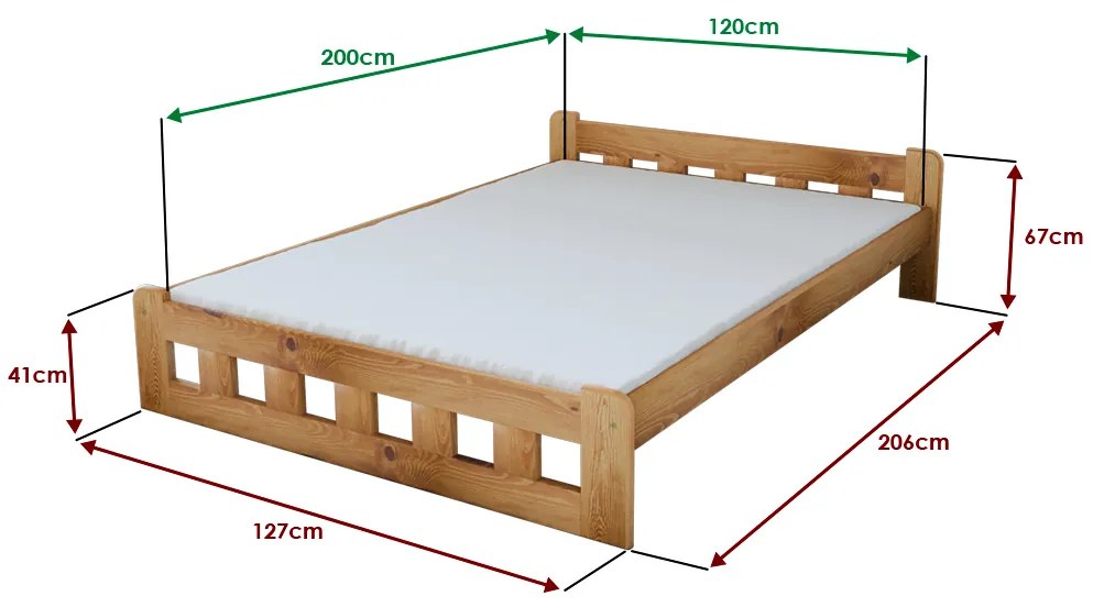 Łóżko Naomi podwyższone 120 x 200 cm, olcha Stelaż: Ze stelażem listwowym rolowanym, Materac: Bez materaca