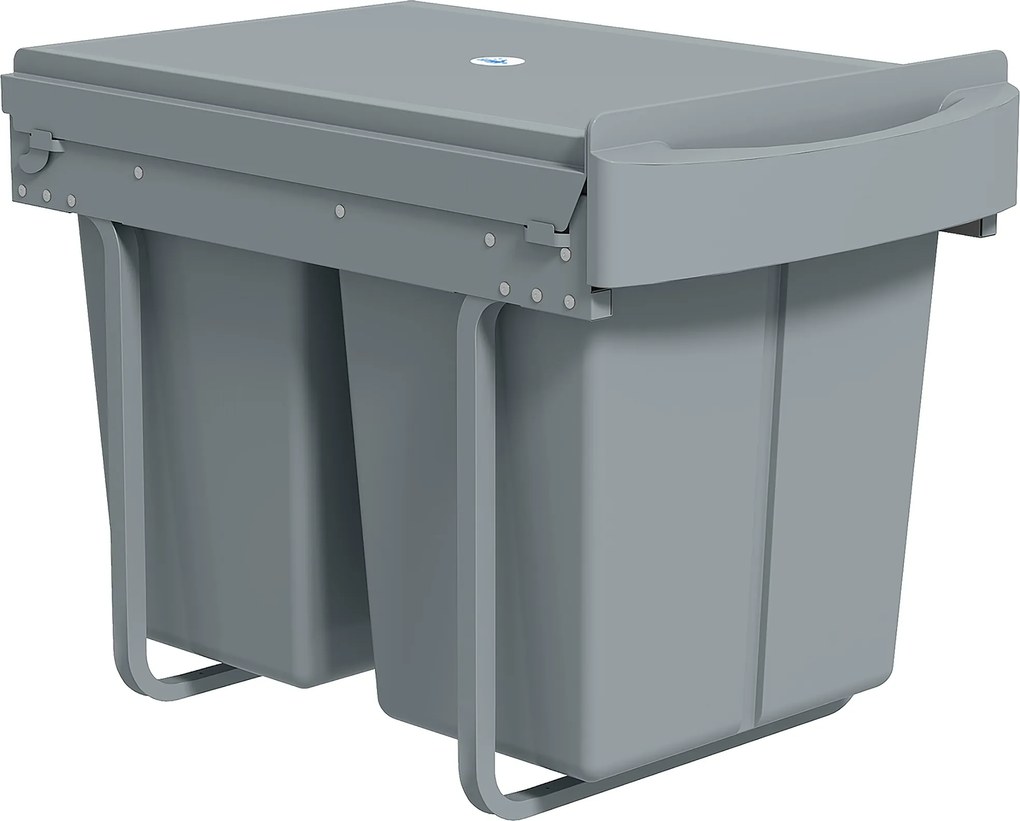 HOMCOM Wysuwany kosz na śmieci, 2 x 20 L, wyjmowane pojemniki, tworzywo sztuczne, metal, szary