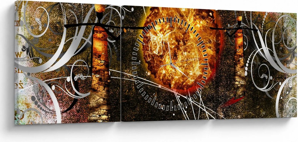 Obraz malarstwa z epoki starożytnej (z zegarem) (90x30 cm)