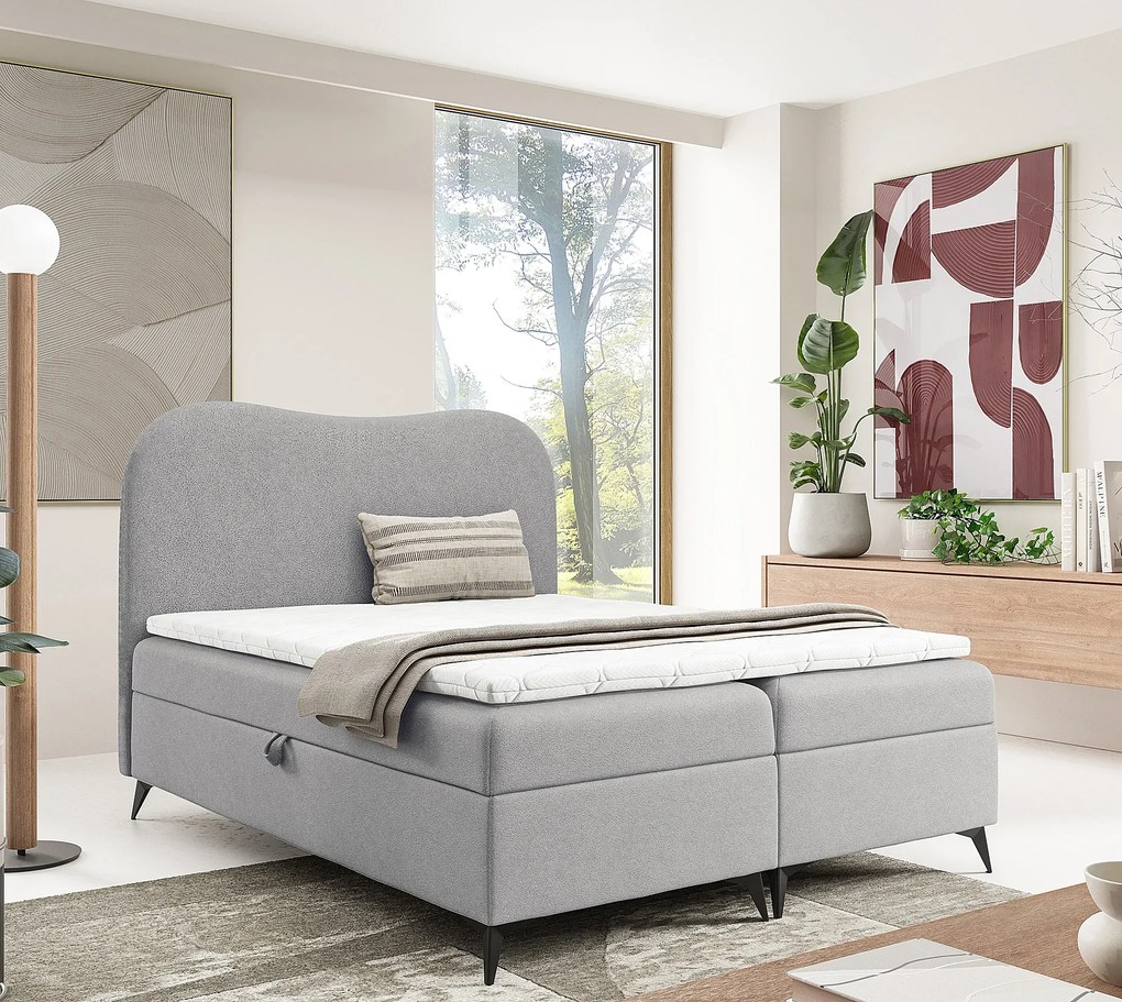 Jasnoszare łóżko kontynentalne 5 rozmiarów R7-L39