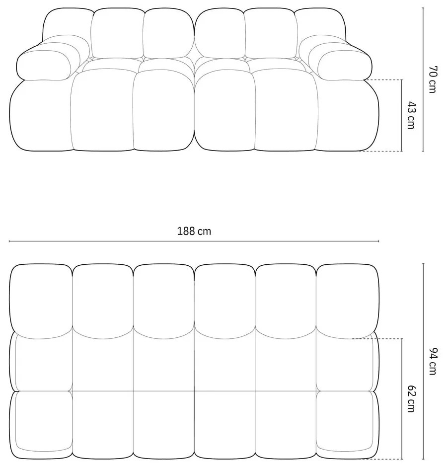 Jasnoszara sofa modułowa z materiału bouclé 188 cm Bellis – Micadoni Home