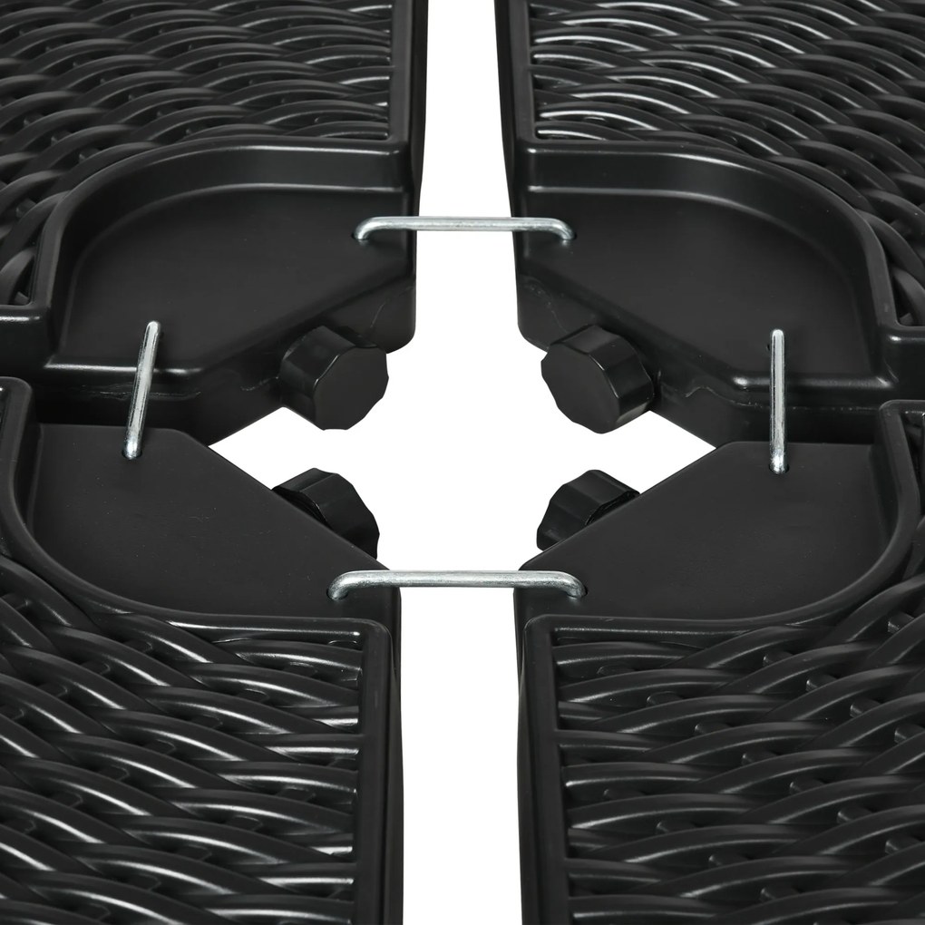 Outsunny ciężar na parasol przeciwsłoneczny 4-częściowy wodoszczelny HDPE czarny do 68 kg piaskiem 52 kg wodą | Aosom PL