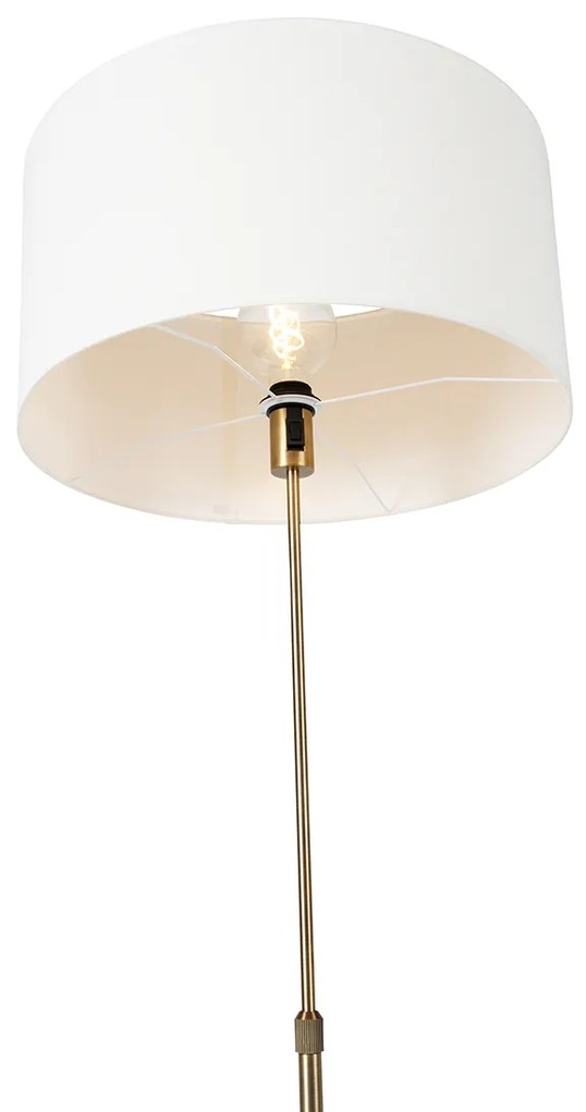 Lampa stojąca regulowana brązowa z kloszem białym 50 cm - ParteDesignerski Oswietlenie wewnetrzne