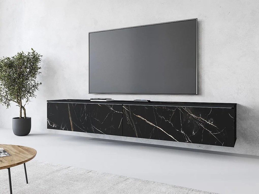 Nowoczesna szafka RTV 180 cm do salonu – 2-drzwiowa, bezuchwytowa, matowa, stojąca lub wisząca, san sebastian