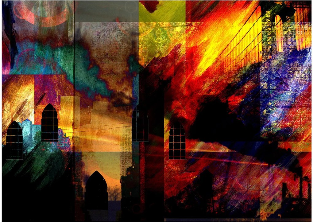 Obraz - Kolorowa abstrakcja miasta (70x50 cm)