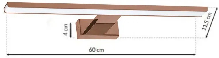 Podłużny kinkiet łazienkowy złoty 13,8W 60x11,5x4 cmH1-L79