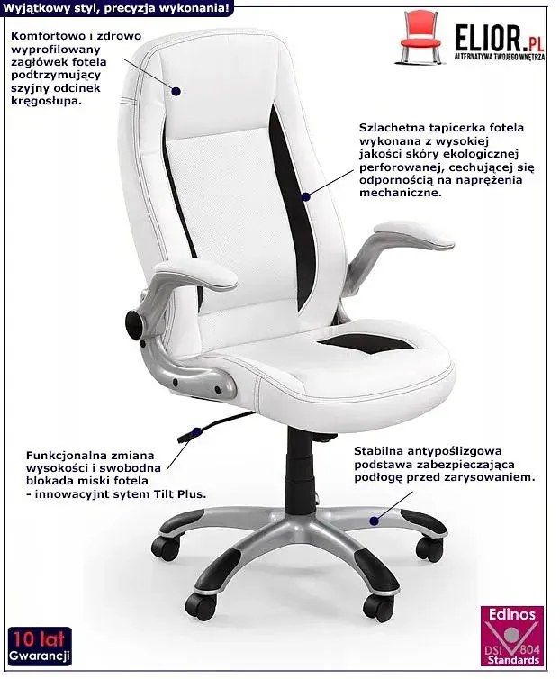 Biały biurowy fotel obrotowy D3-S79