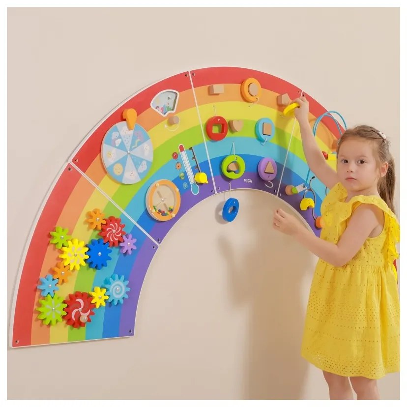 Viga drewniana tablica sensoryczno-manipulacyjna edu tęcza certyfikat fsc