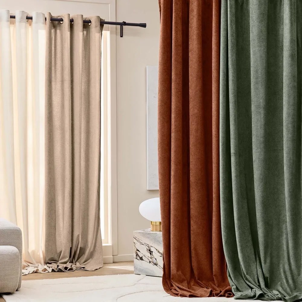 Zielona zasłona z materiału bouclé 140x260 cm Winona – douceur d'intérieur