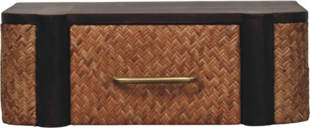 Artisan Furniture Lite drewno Wisząca Szuflada z Rattanu o Zaokrąglonym Kształcie