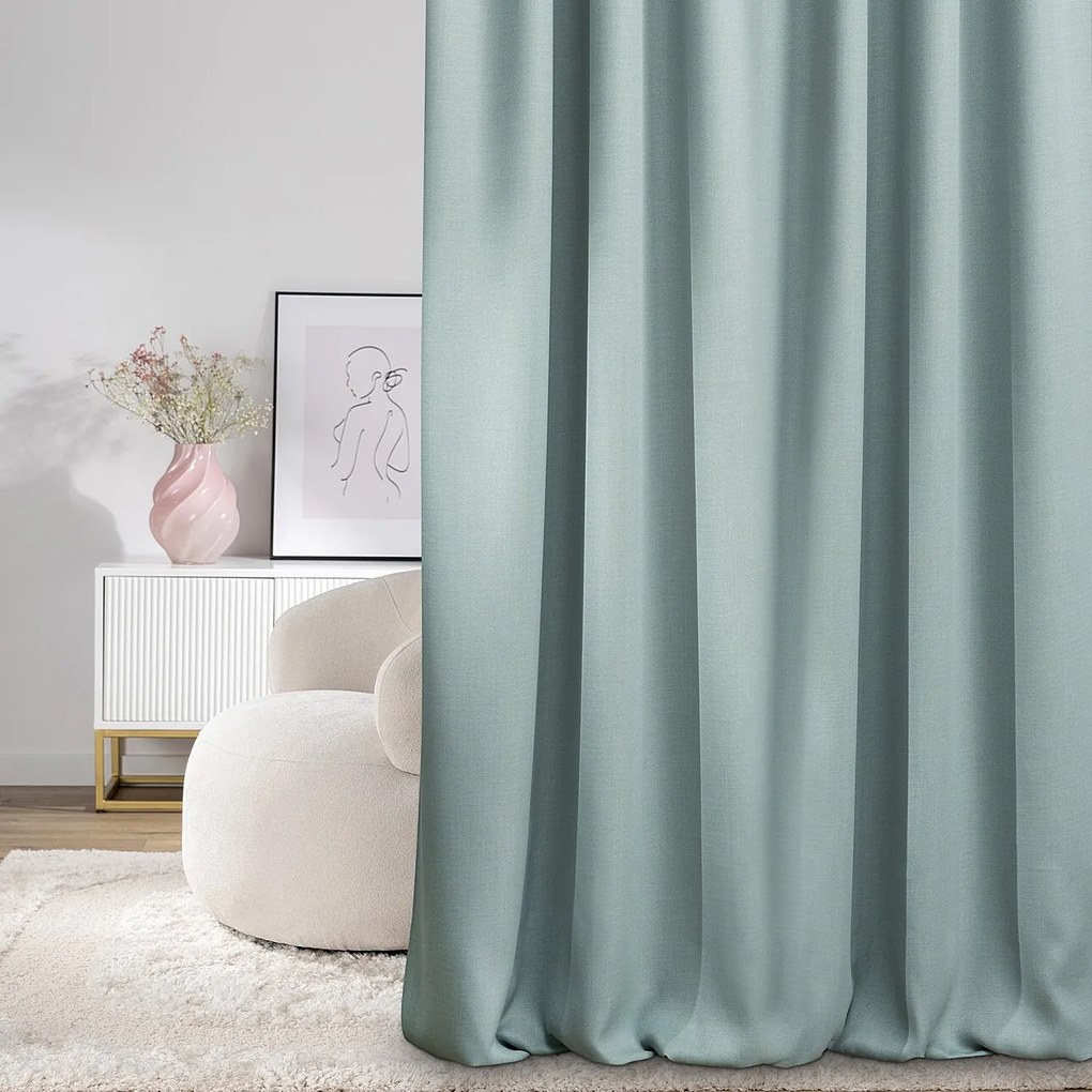 Zasłona zaciemniająca na taśmie marszczącej blackout strukturalny miętowy 140 x 280 cm 1 szt.