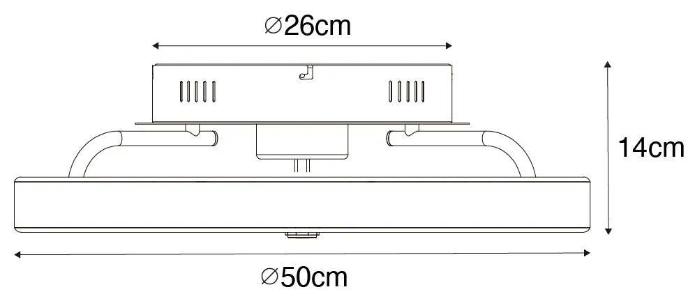 Czarny Wentylator sufitowy z lampą 50 cm z LED z możliwością ściemniania i pilotem - Maddy Nowoczesny Oswietlenie wewnetrzne