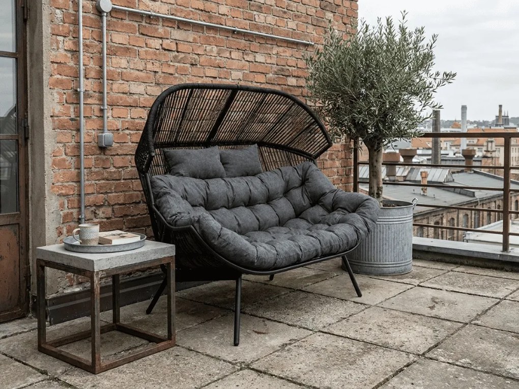 Sofa ogrodowa AURELO dwuosobowa 146 cm, czarna