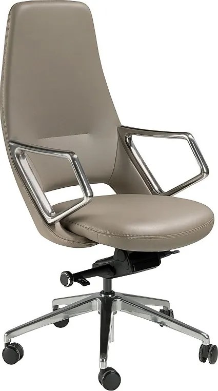 Obrotowe krzesło biurowe z szarej skóry ekologicznej