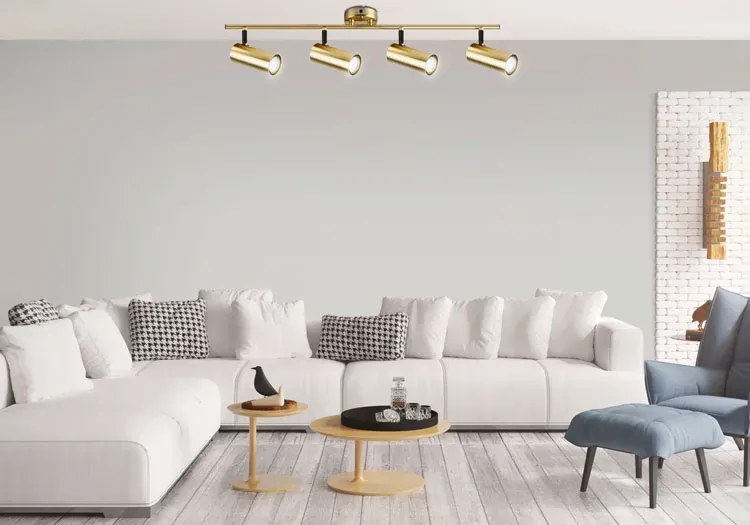 Czteropunktowa lampa nowoczesna na listwie mosiądz - Z021-Kesprit