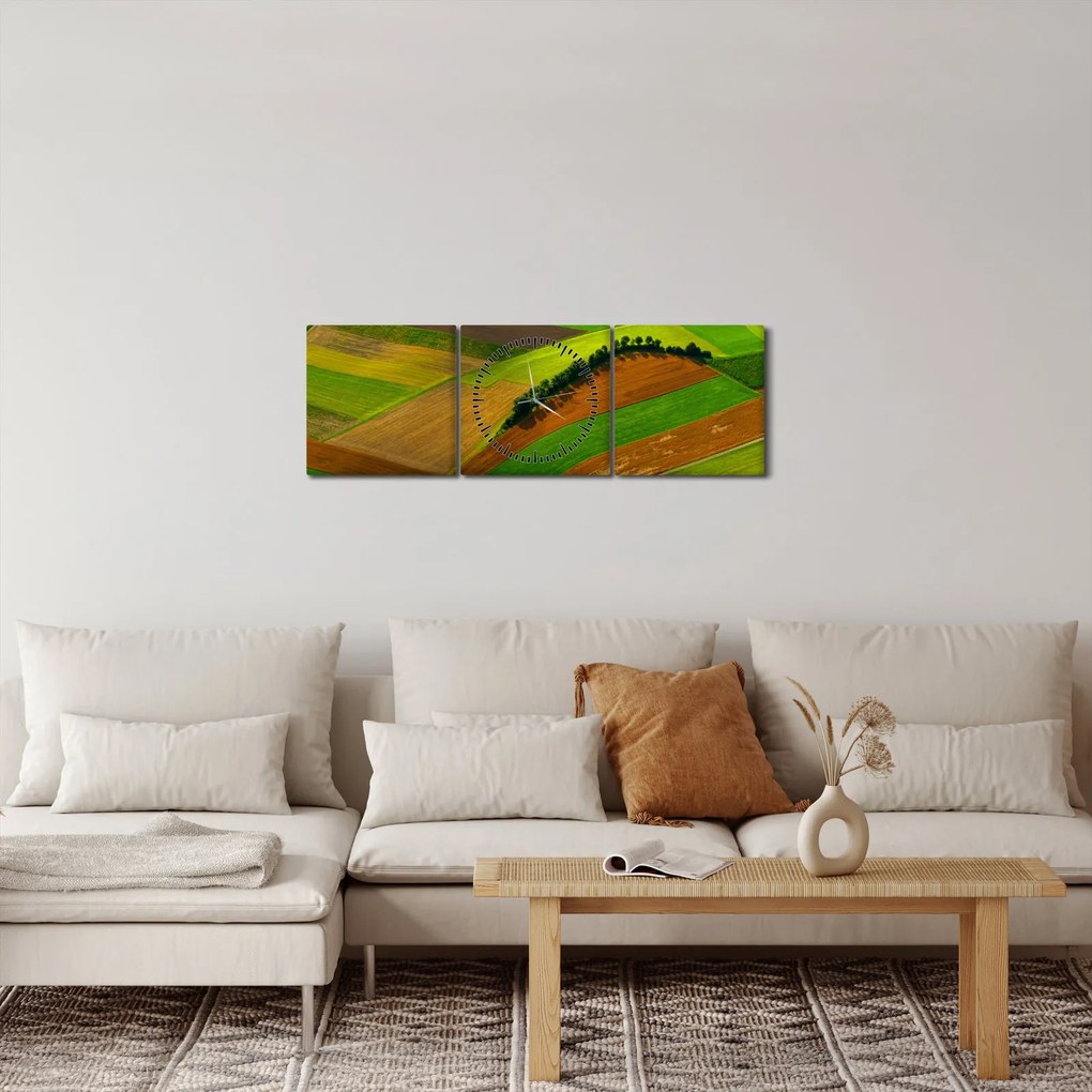 Obraz - Pola, łąki (z zegarem) (90x30 cm)
