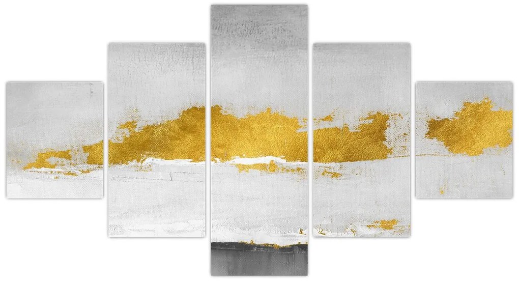 Obraz - Złote i szare pociągnięcia (125x70 cm)
