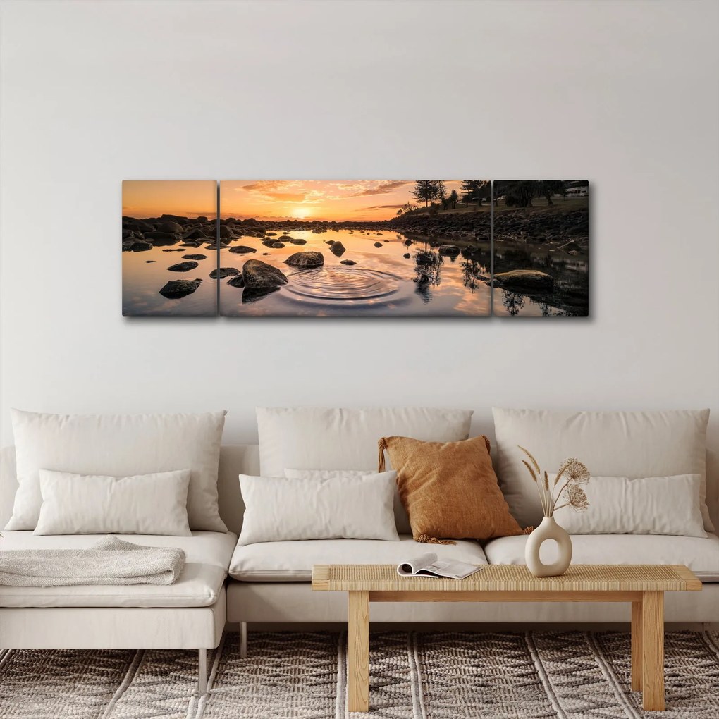 Obraz powierzchni wody o zachodzie słońca (170x50 cm)